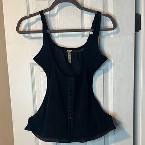 Rhonda Shear Black Lace-Trim Hook-and-Eye Camisole